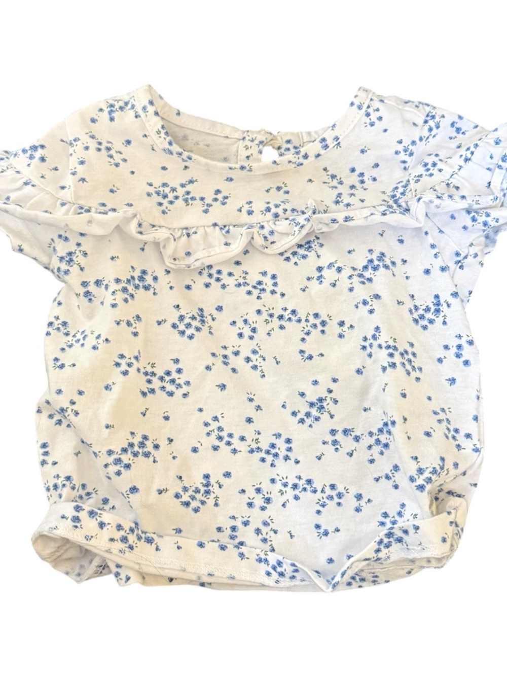 7 For All Mankind Light Blue Denim Overall Dress with White Floral Tee - Picture 6 of 7